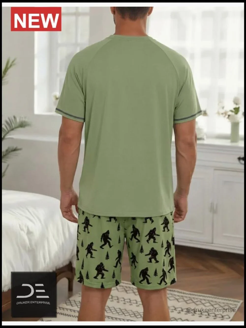 Men's Cotton Pajama Set Short Sleeve Summer Sleepwear 2 Piece with Pockets